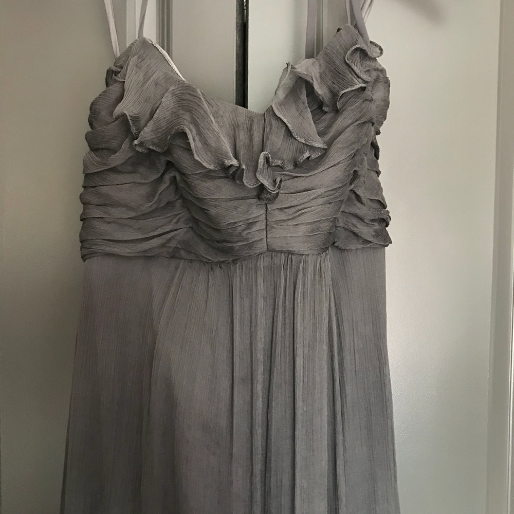 Amsale charcoal gray gown bridesmaid dress 6